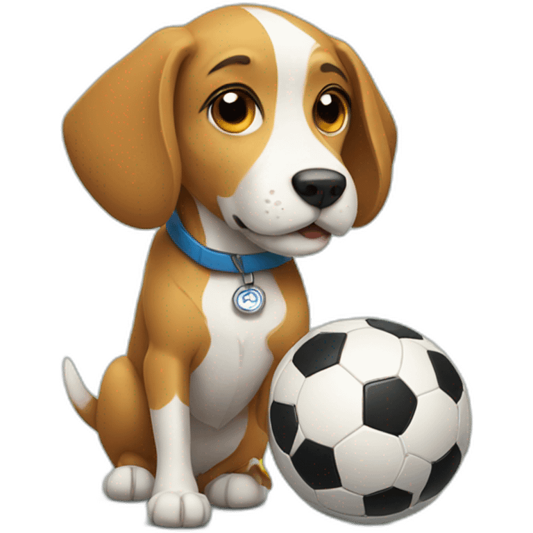 Dog playing soccer emoji