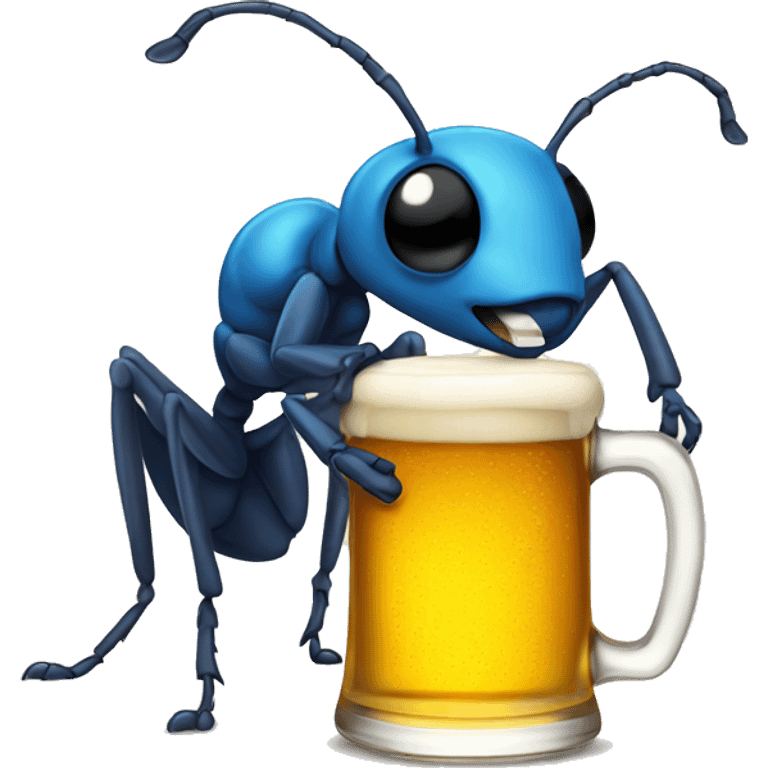 A small ant drinking beer emoji