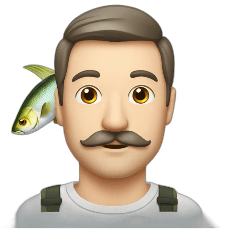 russian moustache husband with fish emoji