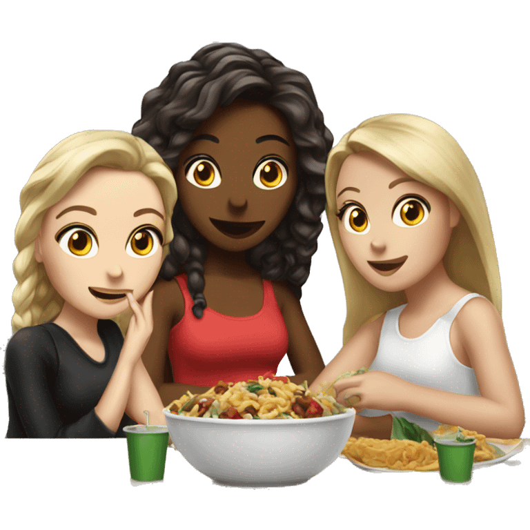 3 white girls eating at chilis emoji