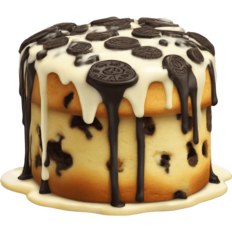 Oreo panettone, white chocolate drip emoji