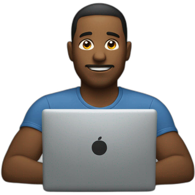 man sitting in front of laptop emoji