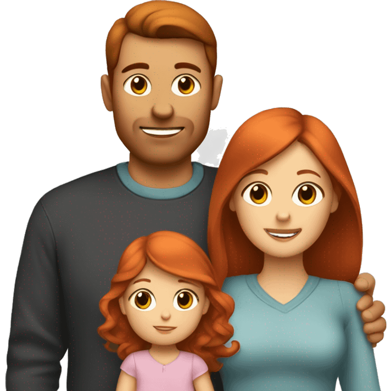 Parents with a baby girl - mom has red hair, dad has brown hair and the baby is a girl emoji