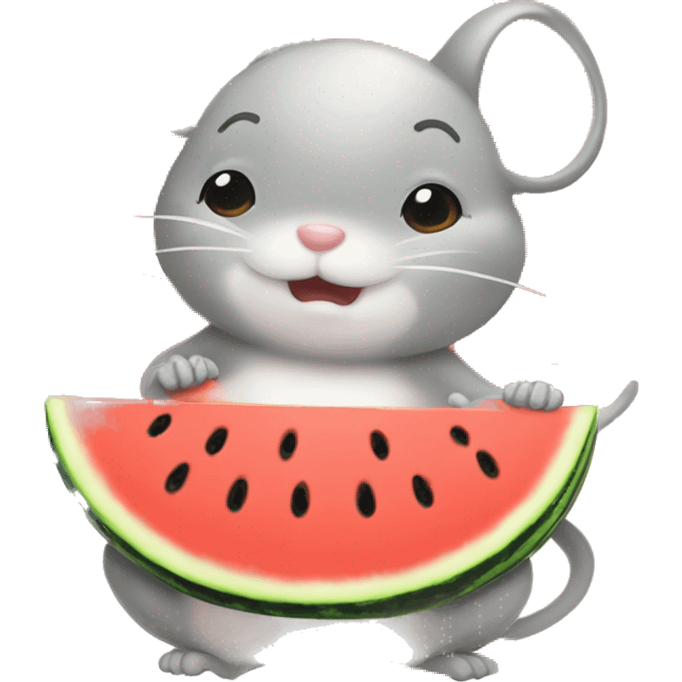 cute bubbly mouse eating watermelon emoji