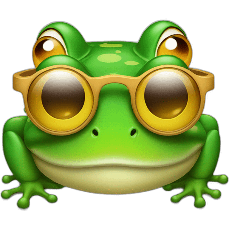 Grenouille verte avec lunette de soleil multicolore emoji