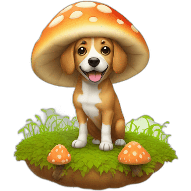 dog in a mushroom field emoji