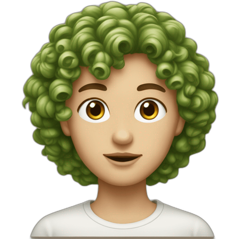 Karl yeux vert marron cheveux bouclés marrons peau beige emoji