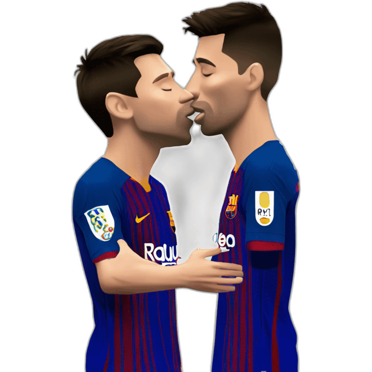 Lionel Messi kissing Cristiano Ronaldo emoji