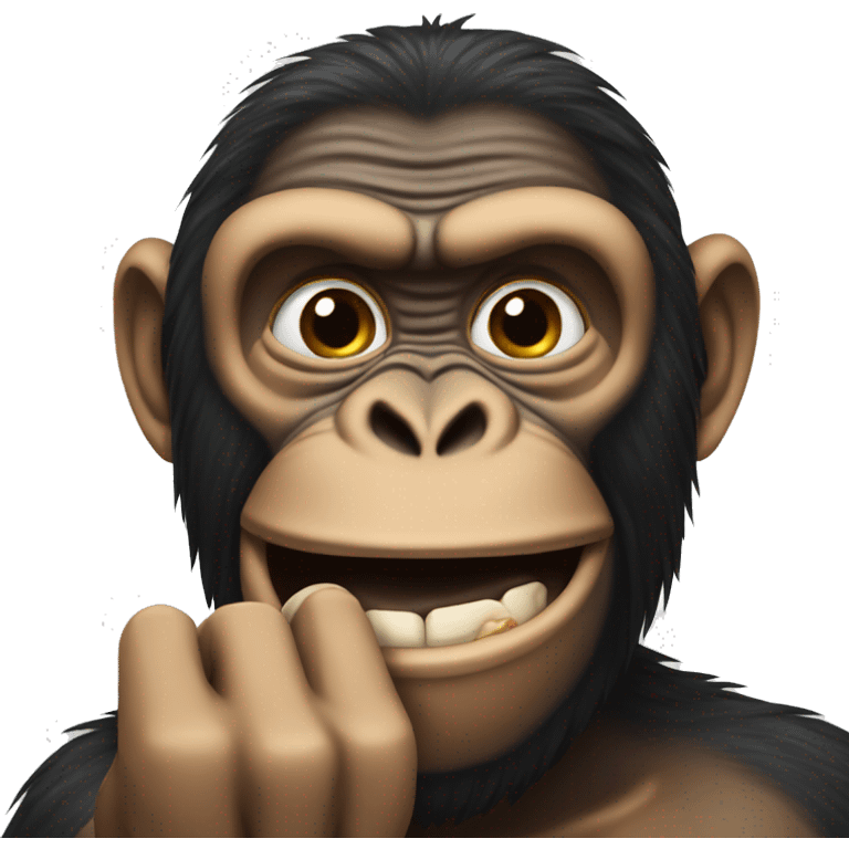 Ape emoji that is holding one finger in front of his mouth emoji