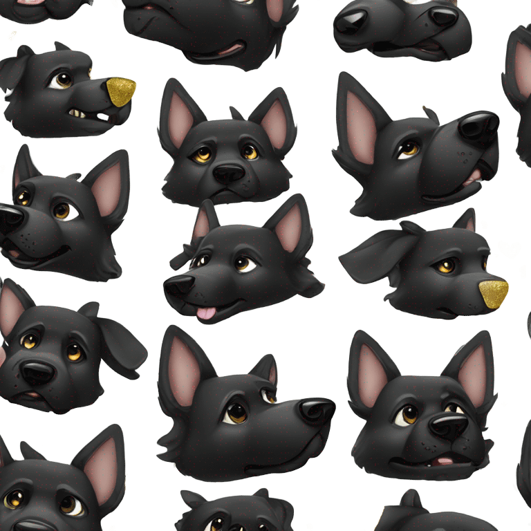 All black German shepherd with glitter mad emoji