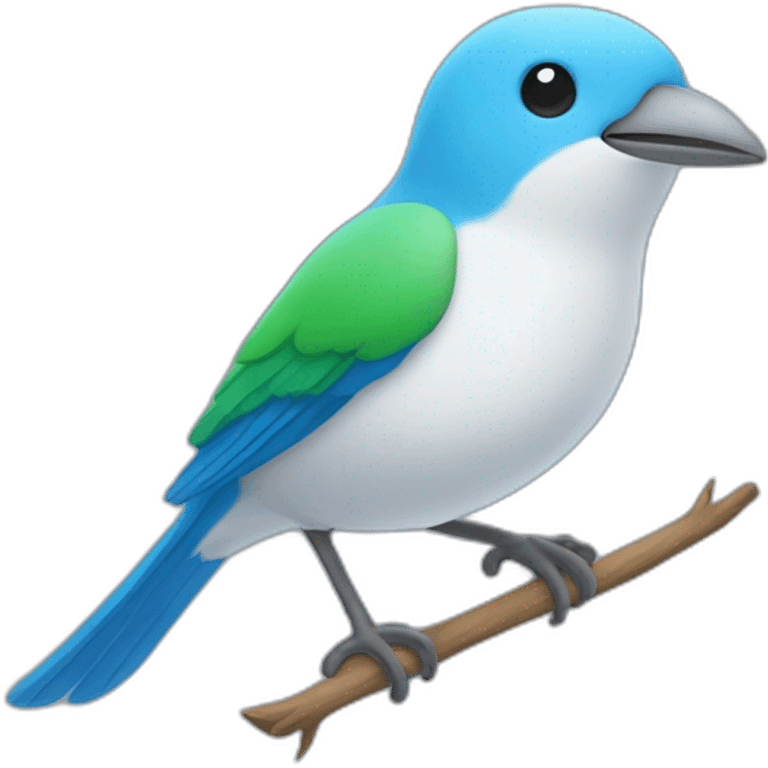 4 Little bird who’s flying and the color are two Blue one White and one Green  emoji