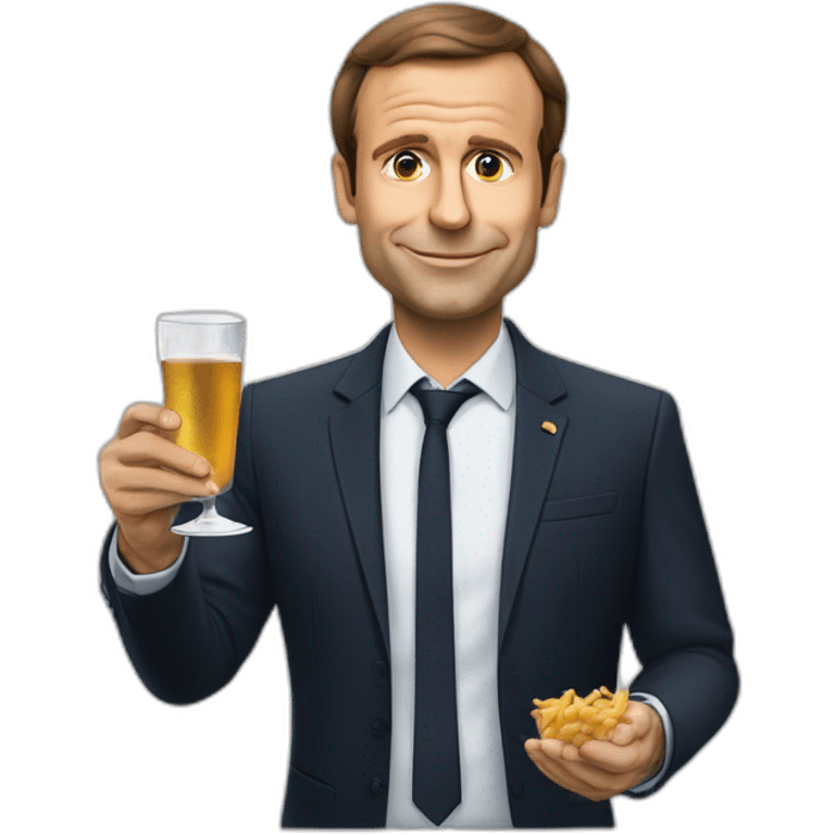 Macron qui boit de la vodka avec poutine emoji