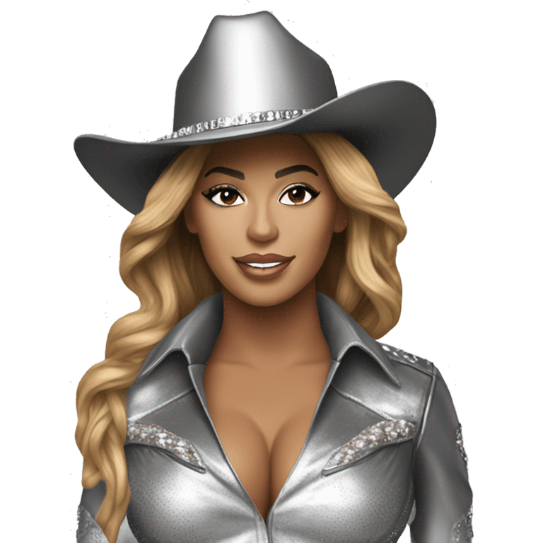 Beyoncé wear in silver cowboy on discoball horse emoji