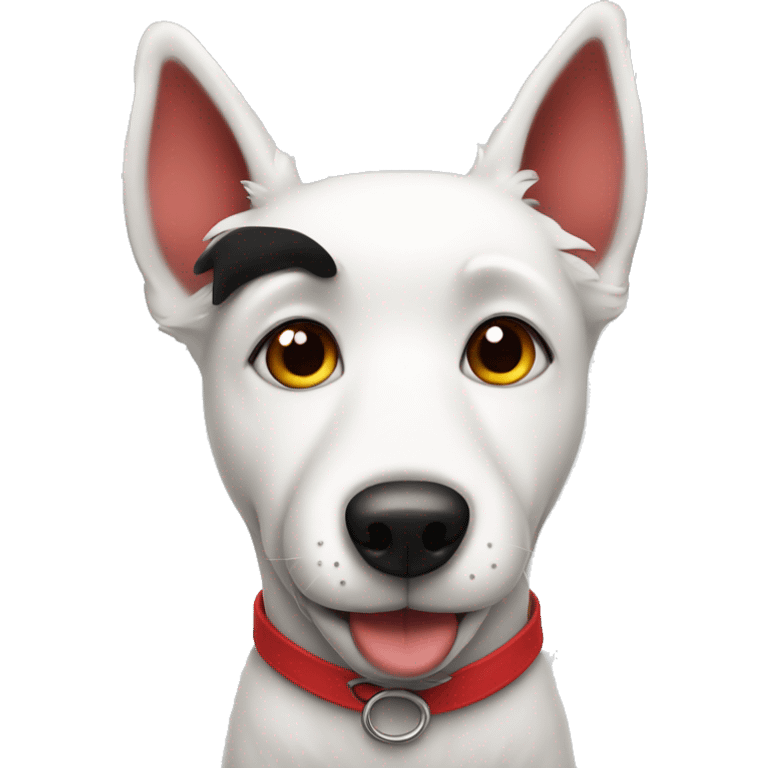 cartoon white dog with black ears and red shirt  emoji