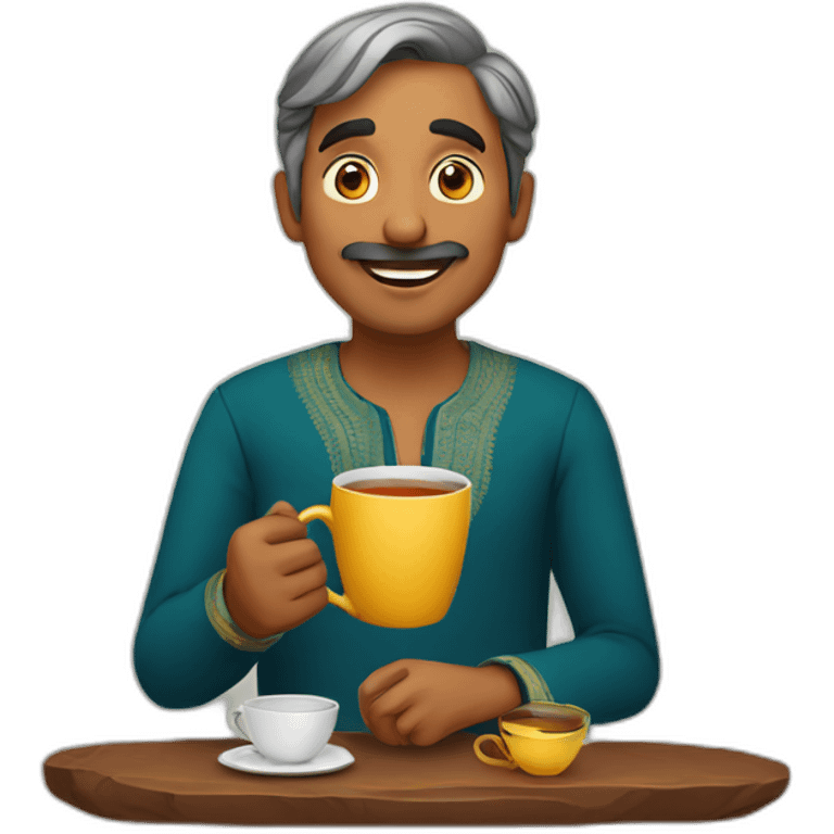 an indian man drinking tea happily emoji