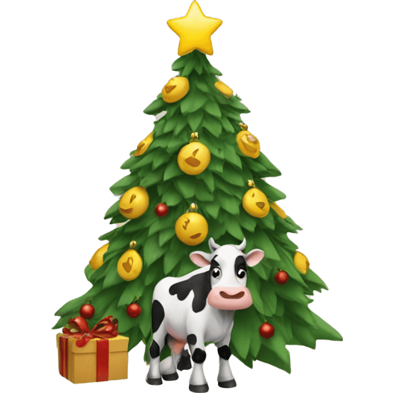 cow on a Christmas tree emoji