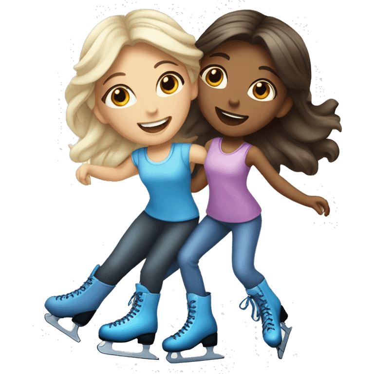 Two girls ice skating coquette  emoji