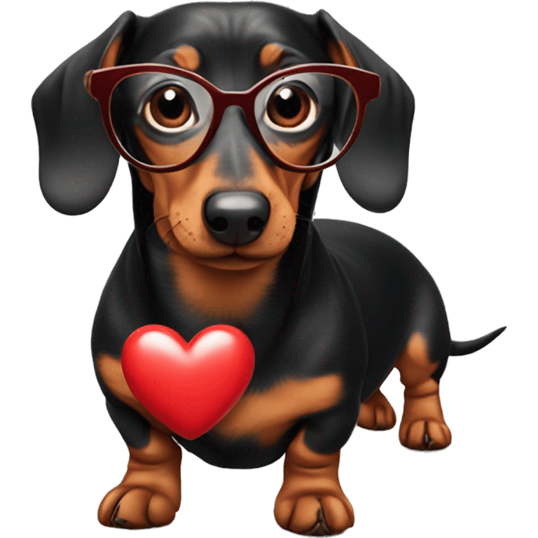 Dachshund with heart glasses emoji