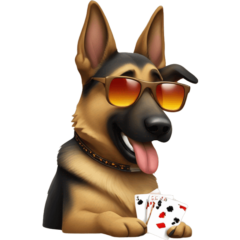 German shepherd wearing sunglasses and playing poker with a cigar  emoji