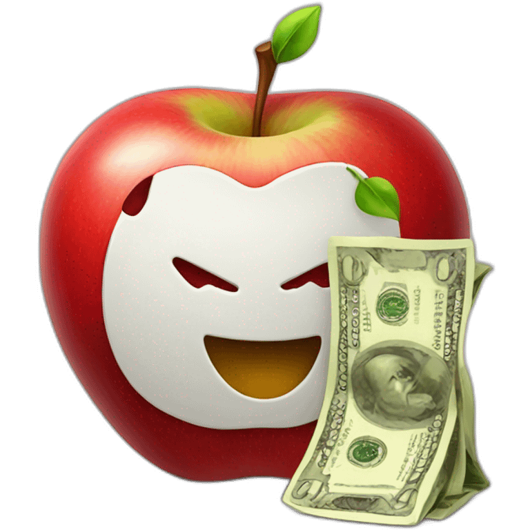 smiling red apple with money bag emoji