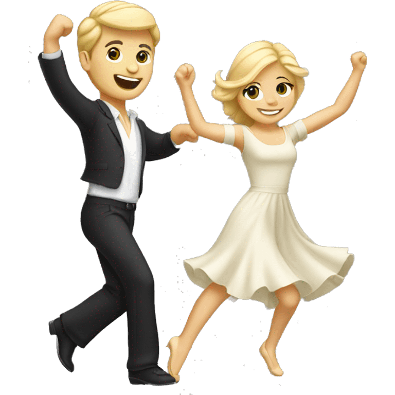 Cute fair-skin blonde white couple dancing emoji