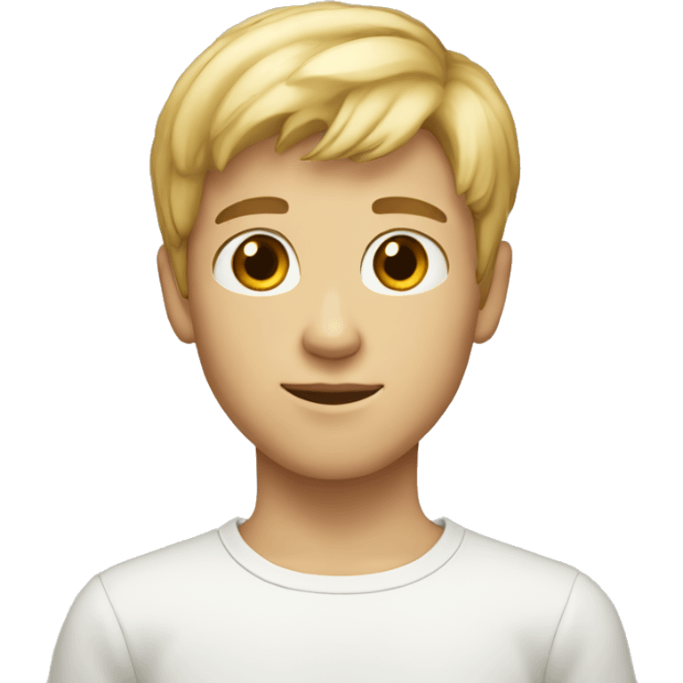 A 13 years old blond guy with brown eyes, short hairs emoji