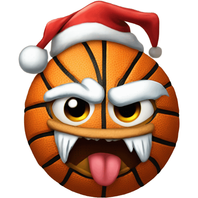 Basketball wearing Santa hat devil face emoji