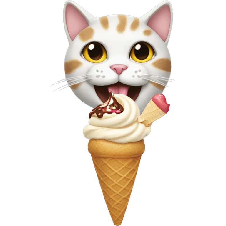 Cat eating ice cream emoji