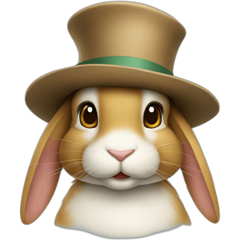 Lapin avec un chapeau emoji