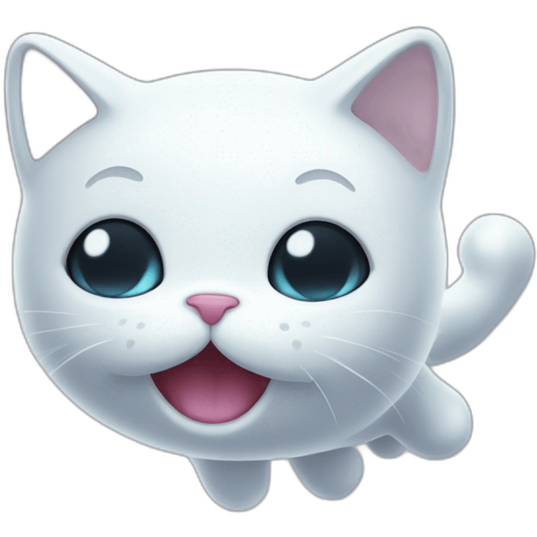 Cute cartoon ghost cat floating in the air emoji