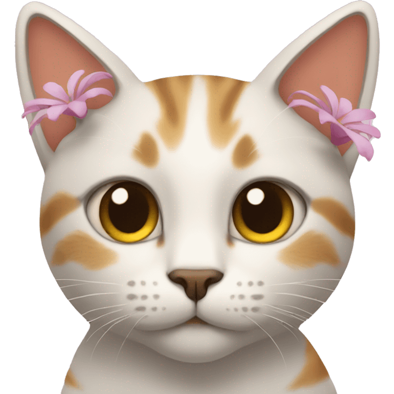 Cat with flower in his right ear emoji