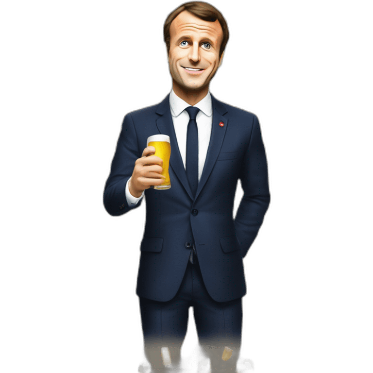 Emmanuel Macron qui boit une bière emoji