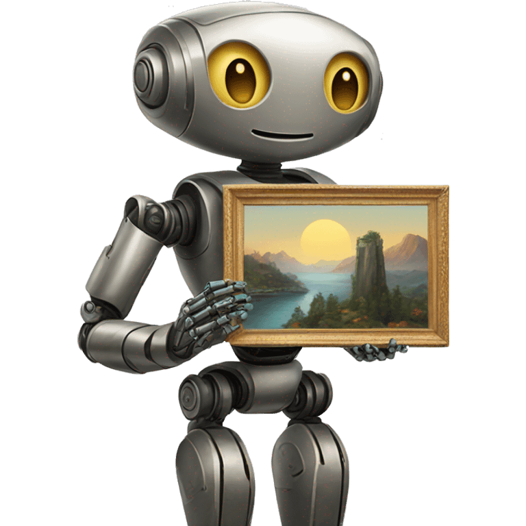 robot holding beautiful painting emoji