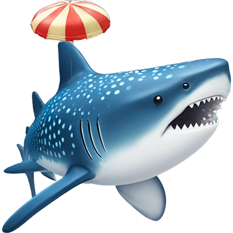 whale shark with a propeller hat on and a lollypop emoji