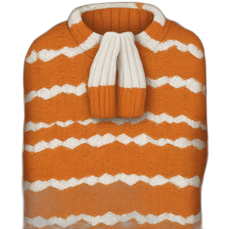 A sweater home with white orange features in mosaic emoji