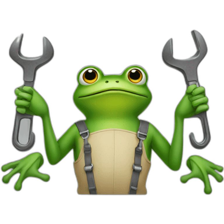 a frog with mechanic arms emoji