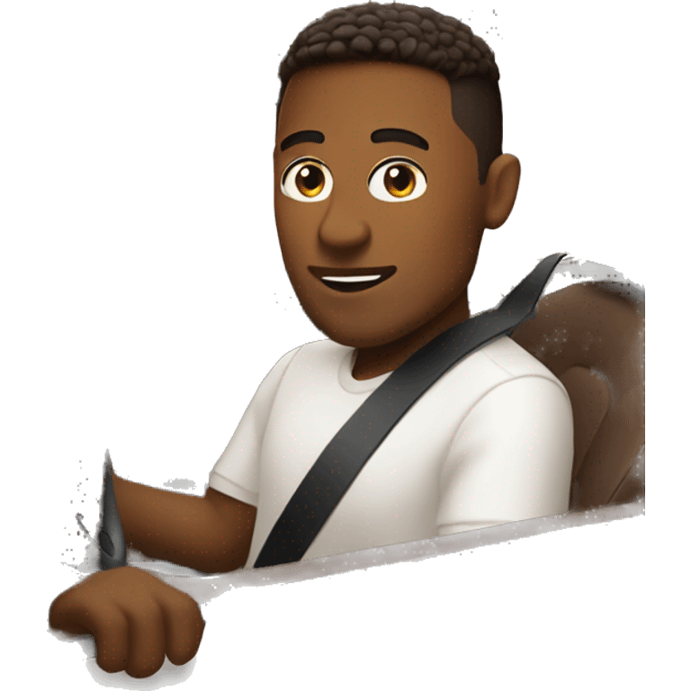 Brown dude drives white tesla emoji