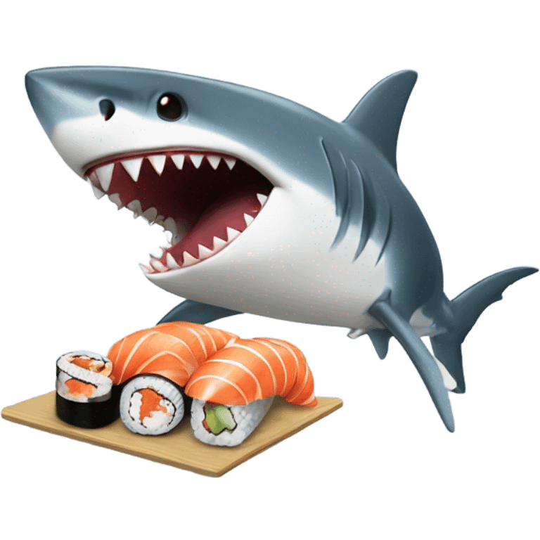 Shark eating sushi emoji