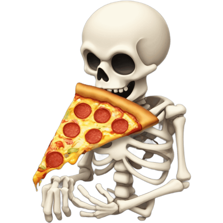 Skeleton eating pizza emoji