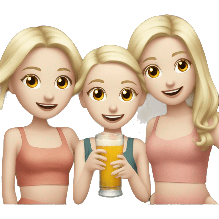 3 pale skinned girls at happy hour emoji