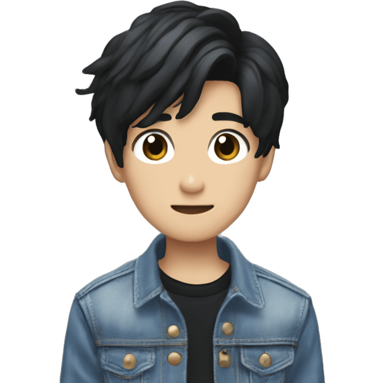 nct dream member with black hair and denim jacket emoji