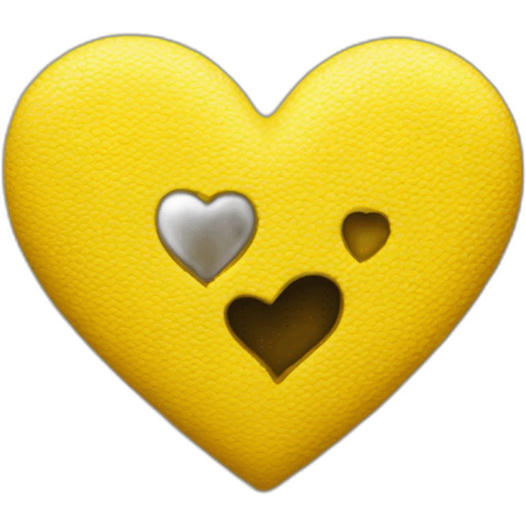 A yellow heart that there is "E" letter within emoji