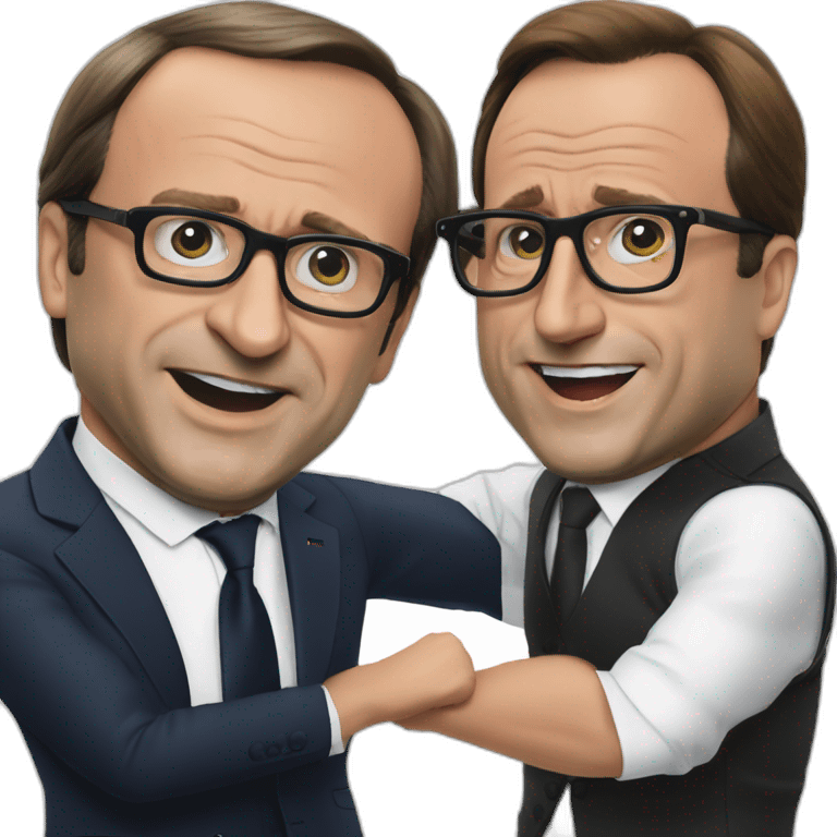 François Hollande fight with emanuel macron emoji