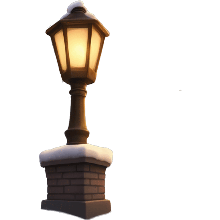 A beautiful lamp post with snow on top and a warm flame inside  emoji