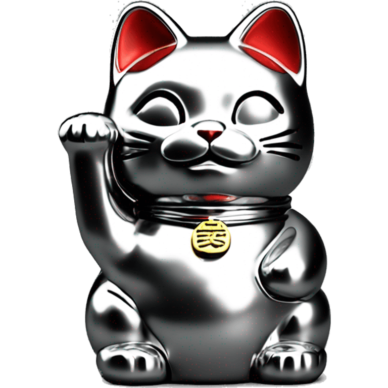 Full chrome plated solid color uncluttered maneki neko 3d emoji