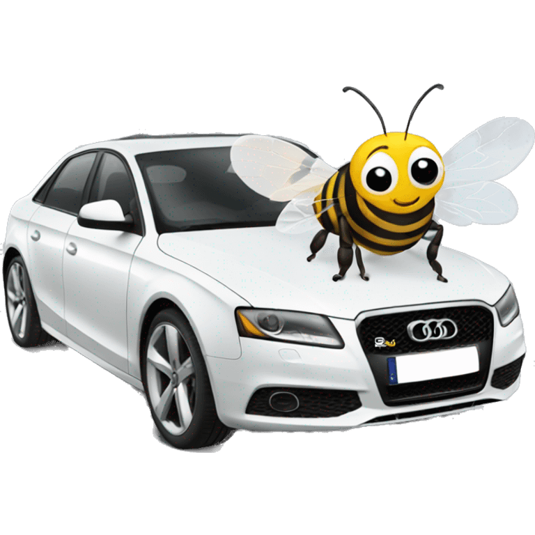 Busy bee driving white Audi  emoji