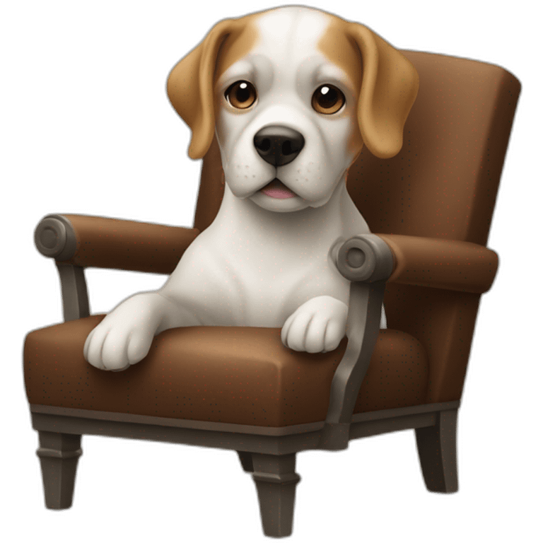 Chien en fauteuil fumant la pipe emoji