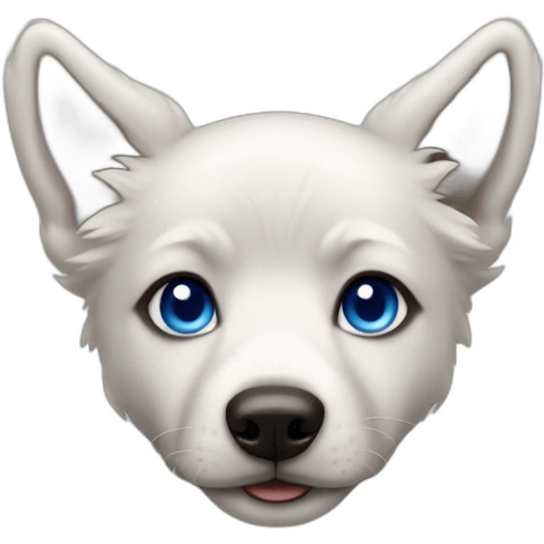 Puppy Wolf dog white blue eyes without eyebrows emoji