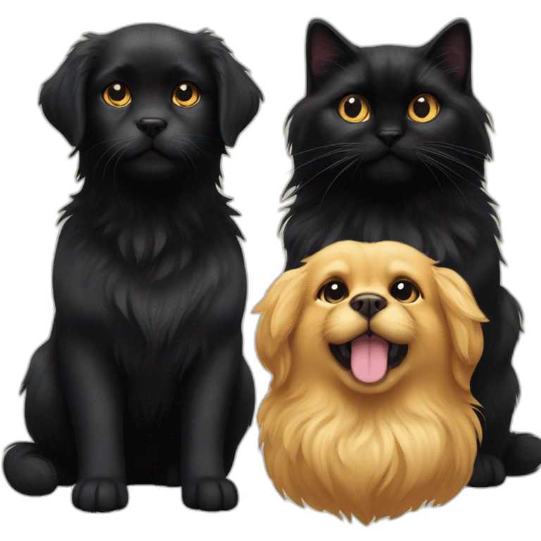 golden retriever and a black persian cat together  emoji