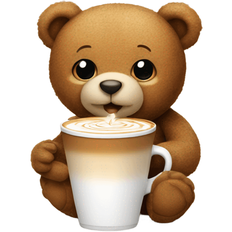 Teddy bear drinking latte  emoji